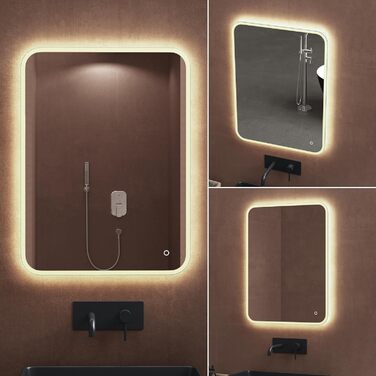 Дзеркало для ванної кімнати Dopporo LED 100x80 см з підсвічуванням та сенсорним вимикачем, з функцією пам'яті