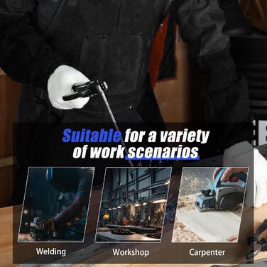 Зварювальна шкура QeeLink з рукавичками - шкіряна шкура з 6 кишенями, вогнестійка та жаростійка робоча шкура (чорна - 61 x 107 см)