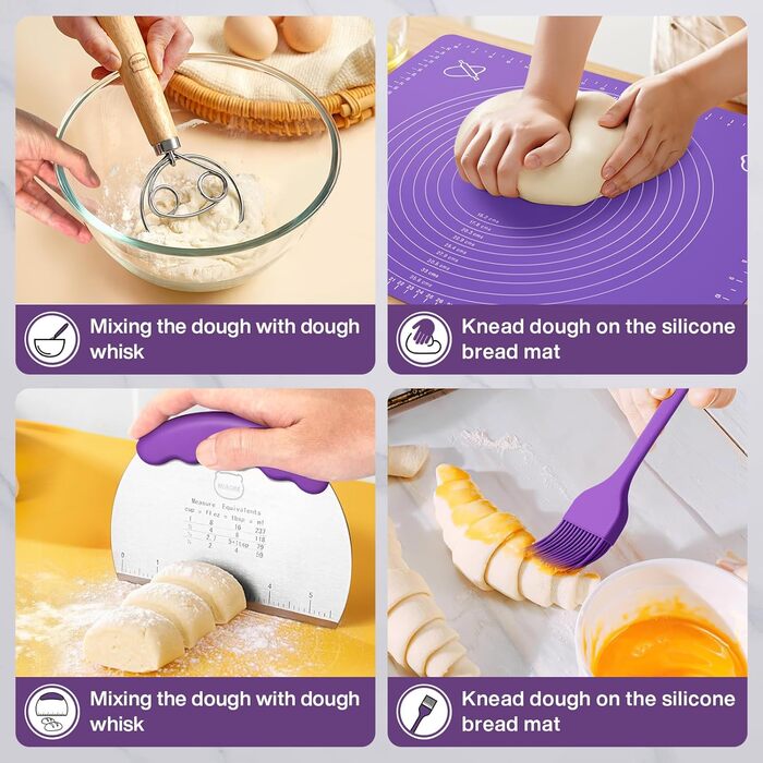 Набір для випікання кислотного хліба MIAOKE: корзини для бродіння, скребок для тіста, ніж для хліба, пензлик, підкладки та інше