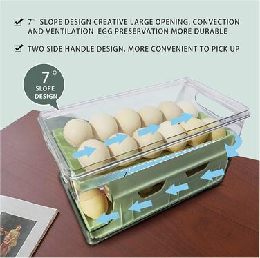 Організатор для яєць Virmate, 24 ячейки, зелений, для холодильника