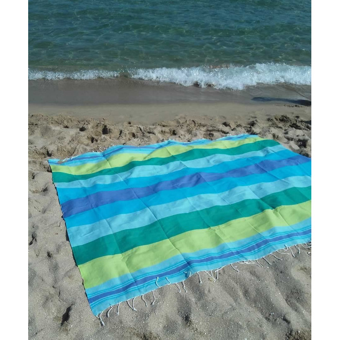 Жіночий хамамовий рушник ZusenZomer Fouta XL 100x190-Хаммам Пляжний рушник Хаммам рушник-100 бавовна з гребенем Oeko-TEX-Fair Trade рушники для хамаму (200 х 200 см, бірюзовий, синій і зелений)