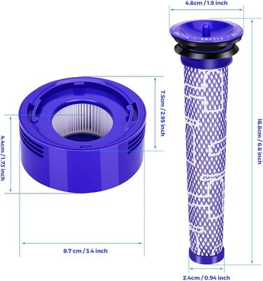 Фільтри для пилососа Dyson 3 шт. Замінники для V15, SV14, SV17, SV22 Detect Animal Absolute Extra Pro Torque Drive, #970013-02