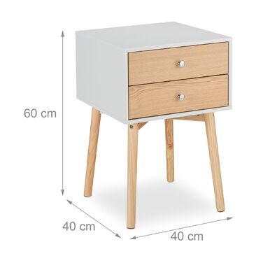 Нічний столик Relaxdays білий з 2 шухлядами