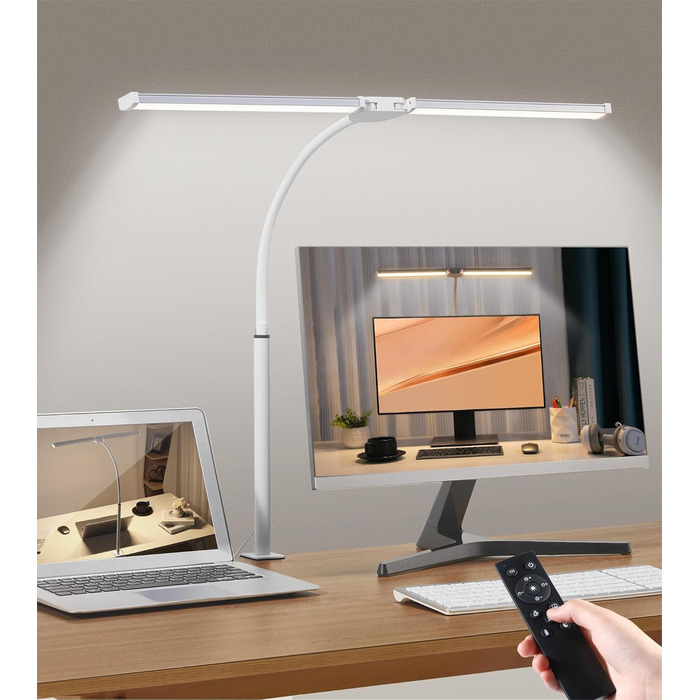LED лампа настільна диммерна з пульт, 5 кольорів та 5 рівнів яскравості, пам'ять, для офісу та дому