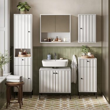 Підставка під раковину Vicco Eliza, 70x63 см, 2 дверцята, для зберігання аксесуарів та косметики (білий рифлений)