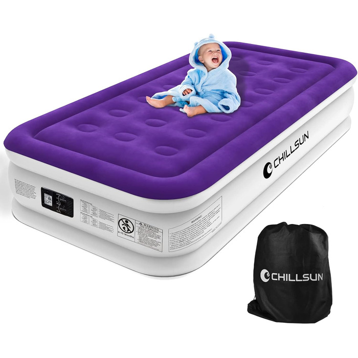 Надувний матрац CHILLSUN 190x100x40 см з вбудованим насосом - для дому, гостей та кемпінгу