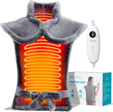 Електричний нагрівальний килимок для спини, шиї та плечей ALLJOY, 56 x 84 см, 6 режимів нагріву, таймер, автовимкнення