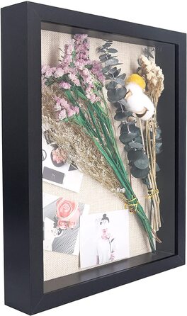 Рамка для фотографій GraduatePro з глибоким наповненням для предметів чорного кольору зі склом, Весільна 3D коробка, прикраса для стіни або столу, сімейний подарунок 20x25 (28x35 см, чорний)
