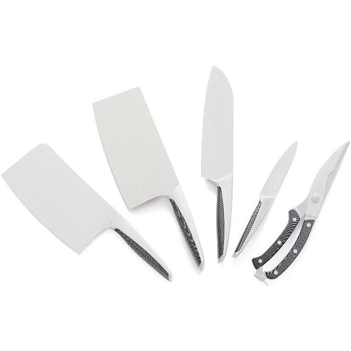 Набір кухонних ножів WILDMOK 6 предметів з блоком. Ультрагострі ножі з нержавіючої сталі з ABS-ручкою. Азіатський набір ножів для кухні