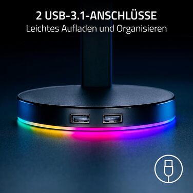 Підставка для навушників Razer Base Station V2 Chroma (Mercury) з USB-хабом та RGB-підсвічуванням (7.1 Surround Sound, білий колір)