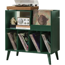 Підставка для платівок велика з місцем для зберігання, для програвачів, 300 альбомів, зелений колір, для музичної кімнати та вітальні