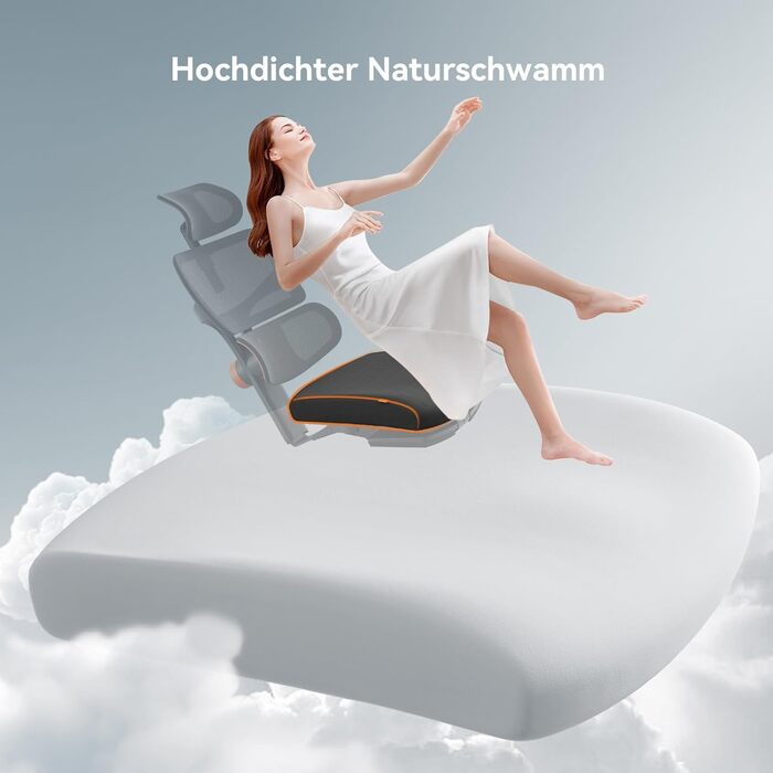 Офісне крісло Newtral Ergonomic, комп'ютерне крісло з регульованою підголівником та підлокітниками (чорний, NT002) + знімна стільниця