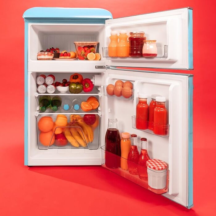 Холодильник Cecotec Bolero CoolMarket 86L, 2 двері, Retro, блакитний, Клас E