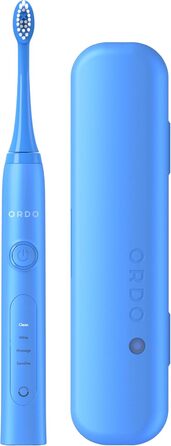 Електрична зубна щітка Ordo Sonic+ з кейсом для подорожі, фіолетового кольору (Арктичний блакитний). 4 режими чищення, швидка зарядка USB, для дорослих, смарт-технологія