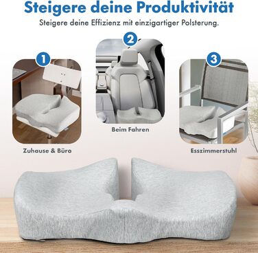 Ортопедична подушка для сидіння Kalmise | Подушка для офісного крісла з Memory Foam | Подушка для куприка для офісу, дому, авто або інвалідного візка