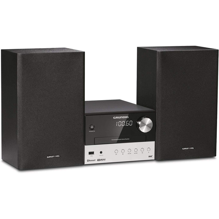 Мікросистема Grundig CMS 1050 DAB BT, CD/MP3, USB, чорний/сріблястий, 30 Вт, в т.ч. антена DVB-T2 HD