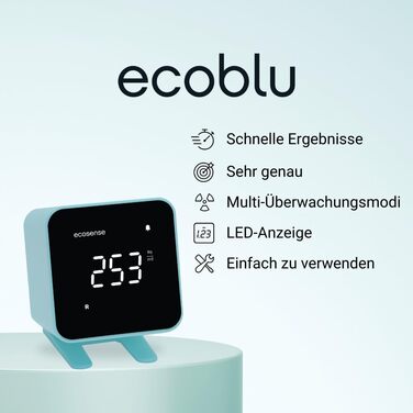 Виявлення радону Ecosense EB100 EcoBlu: моніторинг за 10 хвилин, простий у використанні, білий (блакитний)