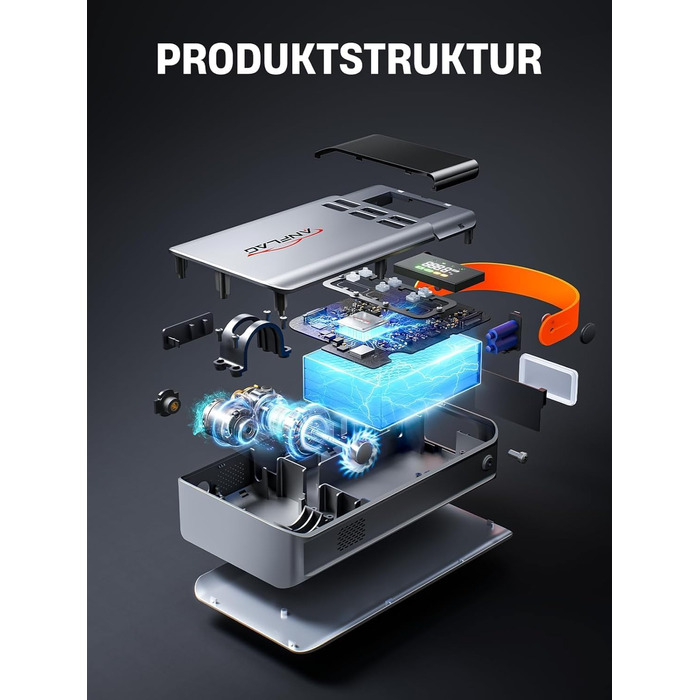 Портативний пусковий пристрій ANFLAG 5500A з компресором 150PSI, LCD-екраном та LED-ліхтариком (сірий)