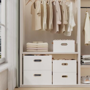 3 Кошики для зберігання з тканини Yawinhe, складані, з ручками, для спальні, білизна, 33x23x20 см, білий/сірий