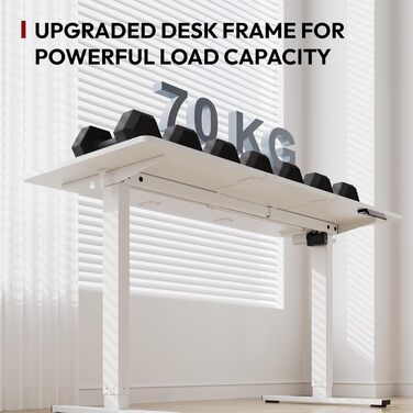 Регульований стіл Sanodesk 110x54 см – компактний стоячий стіл з аксесуарами, для маленьких приміщень, з антиколізійним захистом (білий)