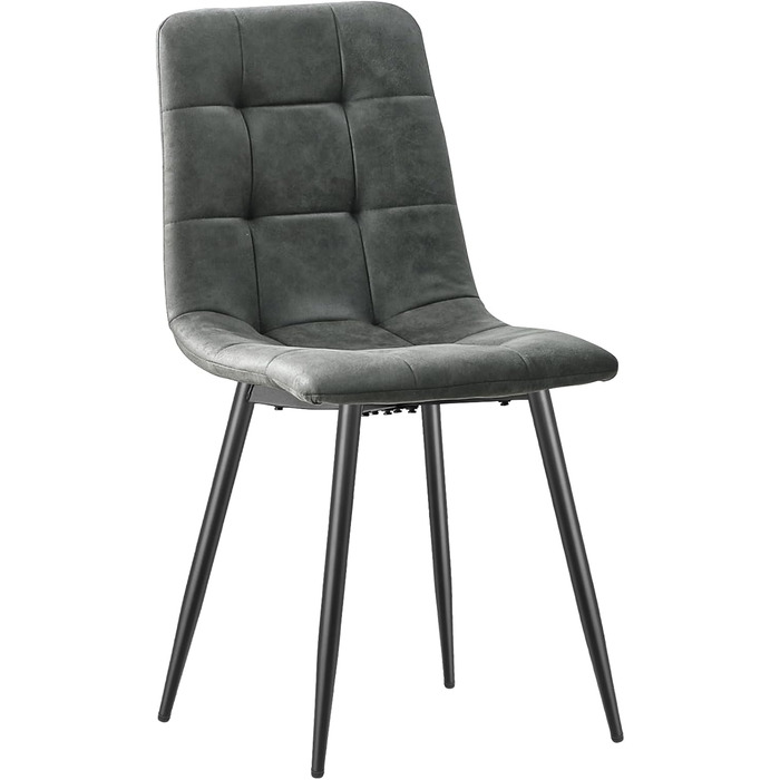 Набір обідніх стільців (6 шт), темно-сірий, з металевими ніжками, для кухні, вітальні, зони очікування. Тканинні, з м'якими сидіннями.