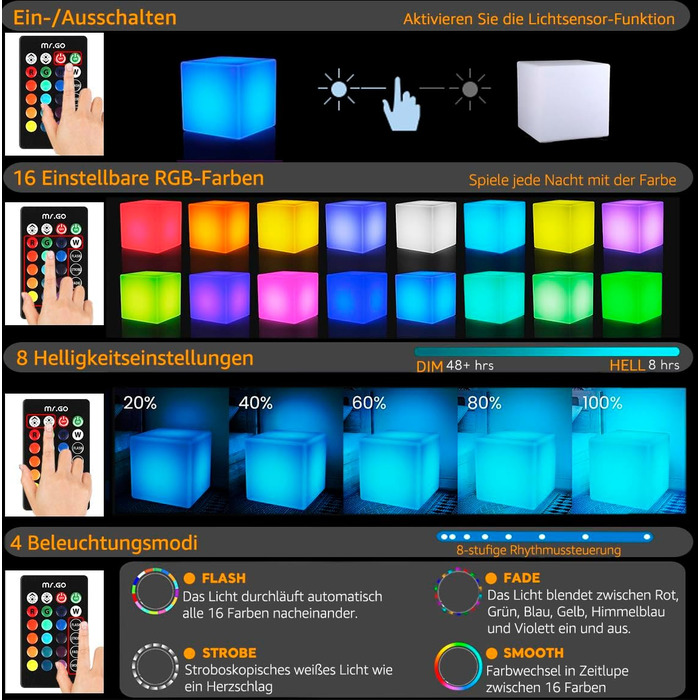 Світлодіодний куб-пуф Mr.Go 12