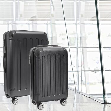 Набір валіз TRVLMORE 2 шт. з твердим корпусом - Чемодан та набір ручних валіз - Набір валіз 2 шт. - Набір валіз для подорожей 2 шт. - Набір валіз з твердим корпусом 2 шт. - Набір ручних валіз 2 шт. - Чорний набір валіз 2 шт.