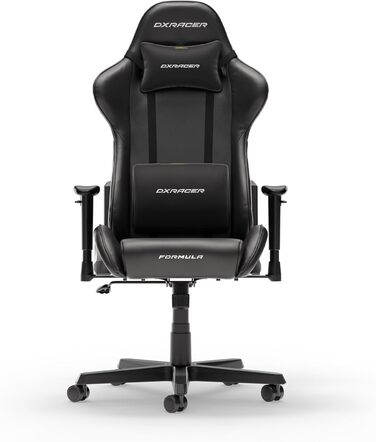 Крісло ігрове DXRacer Formula L чорне, шкіра PVC, ергономічне, для PC геймерів та офісу