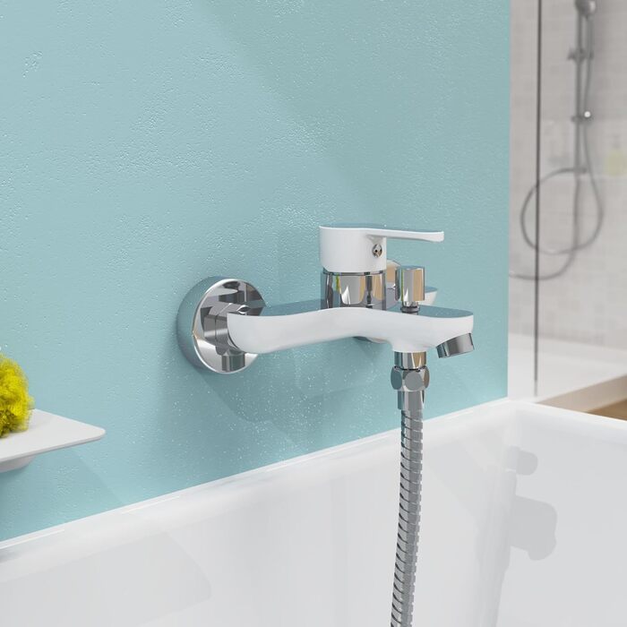 Змішувач для ванни DIZIANI DIZIANI, одноручний, з перемикачем душ/ванна, хром/білий