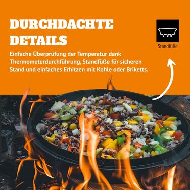 Чавунний казан Petromax Feuertopf (Dutch Oven) з ніжками для готування та випікання на відкритому вогні