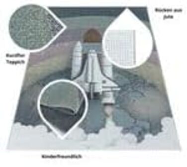 Килимок дитячий SIMPEX, дизайн космічної ракети, синій, для дитячої кімнати