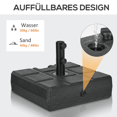 Підставка для парасольки до 40 кг, з ручкою, квадратна, чорна