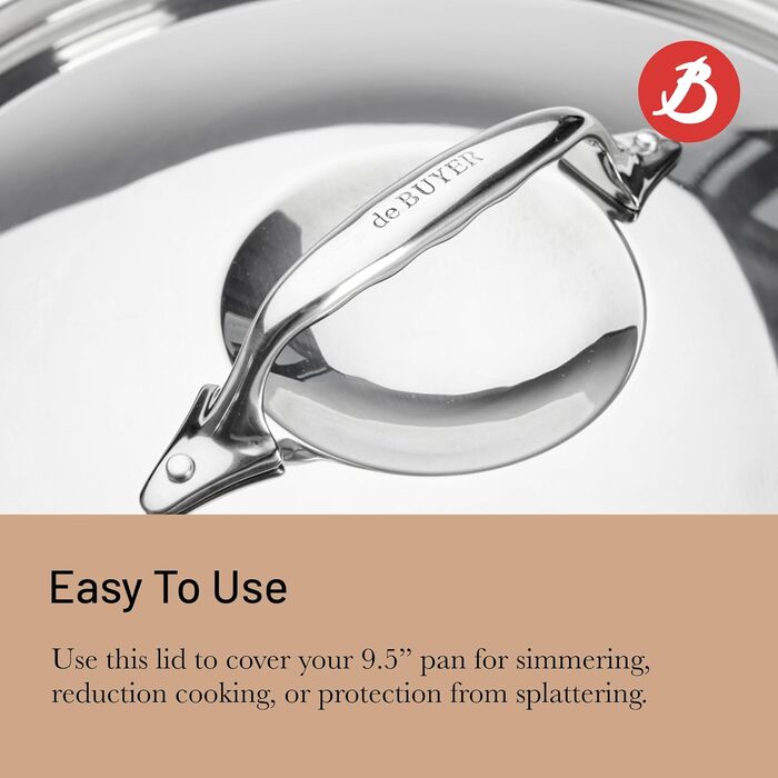 Кришка для каструлі De Buyer з нержавіючої сталі з чавунною ручкою, діаметр 16 см, срібляста, арт. 3709.16N