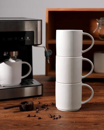 Набір тарілок Star 12 предметів для 4 осіб, керамічний посуд, стійкий до подряпин, для мікрохвильовки та посудомийної машини, бежево-білий матовий, чашки 355 мл (6 шт)