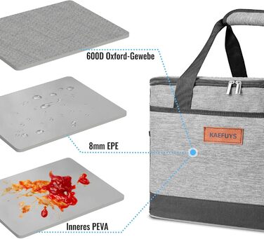 Сумка-холодильник 33л + 15л, складна, для пікніка, 14 год охолодження, велика термосумка для сім'ї, офісу, авто, кемпінгу, BBQ, подорожей, покупок, водонепроникна, блакитна