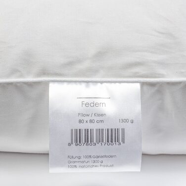 Подушка H&F Home Textile 80x80 см 500 г гусячого пір'я 100 бавовна Сертифікація Oeko-TEX