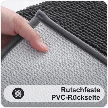 Набір килимків для ванної кімнати Homaxy з м'якої мазхі, 2 шт. (40x60 см + 60x90 см), антиковзаючі, сірі