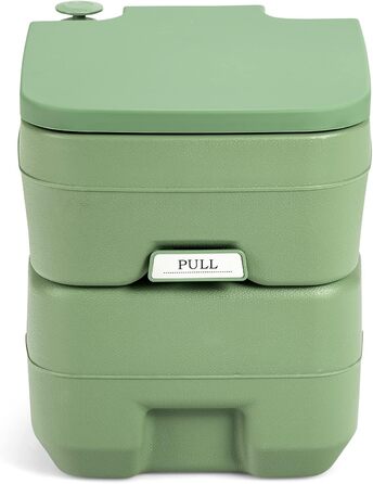 Туалет для кемпінгу DREAMADE 20L з знімними баками для відходів та чистої води, мобільний туалет з HDPE, витримує до 200 кг, з промиванням, для автодому та саду (зелений)