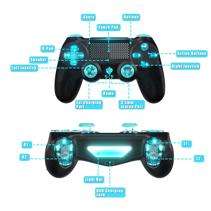Бездротовий контролер Bonacell для геймпада PS4 з подвійною вібрацією