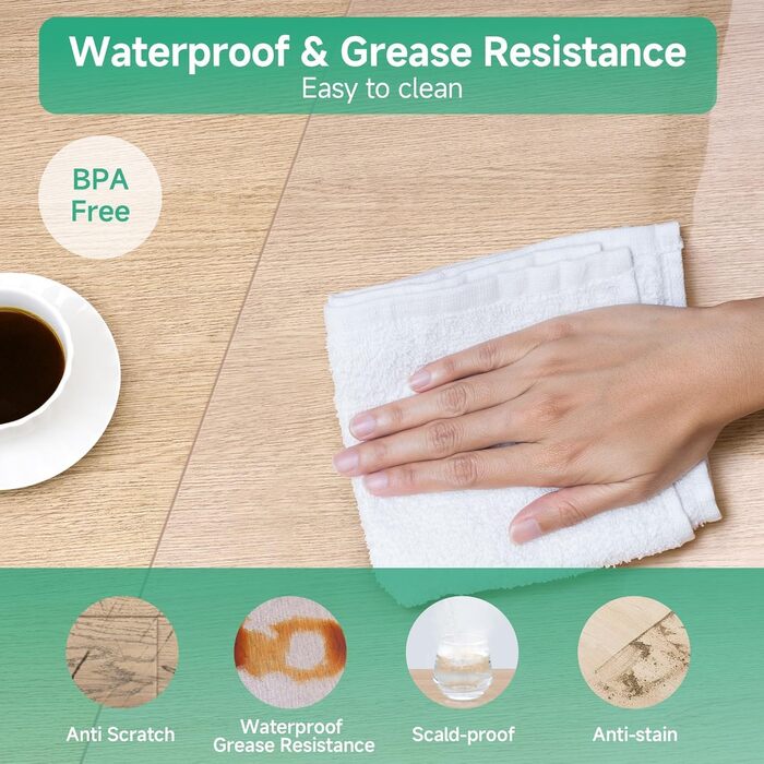 Захисна килимок NATRKE для офісного крісла, 122x92 см, для паркету та ламінату, PVC, прозора підкладка під стілець