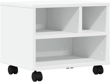 Підставка для принтера на колесах з місцем для зберігання, біла, з ДСП, для офісу та робочого кабінету