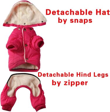 Вовняне пальто для собак JOYDA на флісовій підкладці зі знімним капюшоном і задніми лапами, універсальна куртка для цуценят I зима, розмір (S, рожевий)