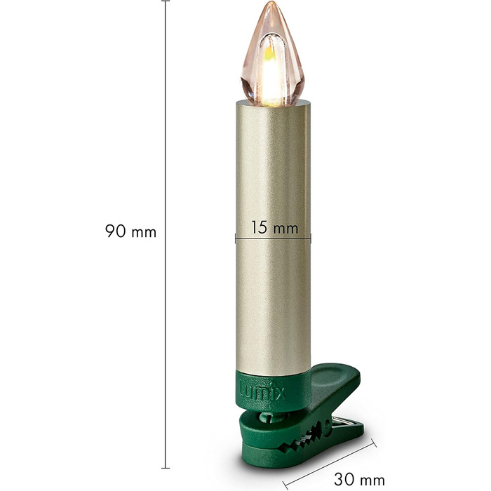 LED свічки для ялинки Lumix® SuperLight Flame, 6 шт., 9 см, тепле біле світло, розширений набір