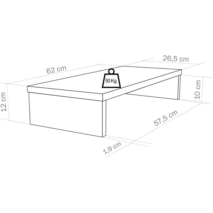 Підставка для телевізора Henor з дерева FSC, 62x26.5x12 см, вантажопідйомність 50 кг, білий матовий