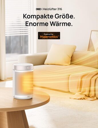 Електричний обігрівач Dreo Atom 316: тихий, 1500W, керамічний PTC, з термостатом та захистом, для спальні