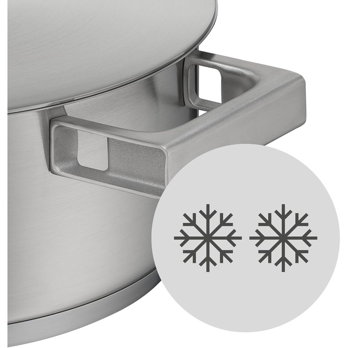 Каструля WMF Ultimate Cool 24 см з нержавіючої сталі Cromargan з індукційним дном, 4.1л, з кришкою з нержавіючої сталі, з внутрішньою шкалою, з терморегульованими ручками, придатна для миття в посудомийній машині