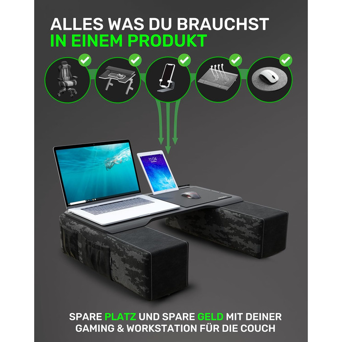 Couchmaster CYBOT: ергономічний столик для ноутбука на диван, софу та ліжко. Широкий столик для ноутбука та бездротових аксесуарів