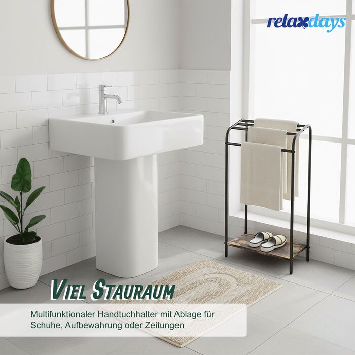 Підставка для рушників індустріального стилю з полицею Relaxdays