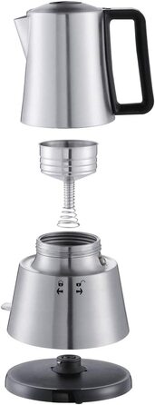 Кавоварка гейзерна Cloer 5918 Moka Maker, 3-4 чашки, нержавіюча сталь, з безпечним вимкненням та клапаном