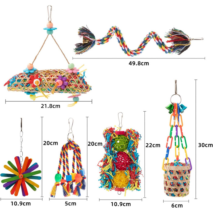 Іграшки для птахів KGMCARE 6 шт різнокольорові